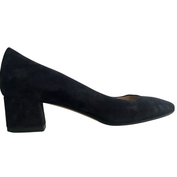 NEW The SELLER Block Heel Pump •37.5/. 7• Navy Suede Round Toe Heel Shoes ITALY - Picture 2 of 8